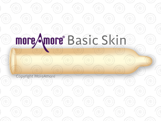 MoreAmore Basic Skin 100 condooms met glijmiddel in langwerpige folie vorm condoom